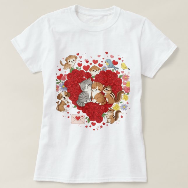 Valentindagen Animal Kärlek" T Shirt (Design framsida)