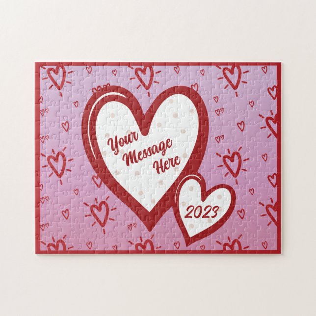 Valentindagen Anpassade Heart Puzzle Pussel (Horisontell)