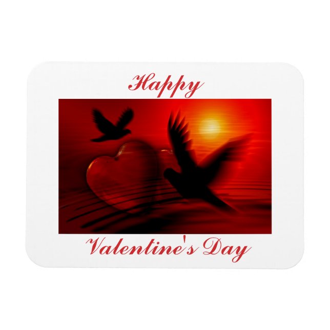 Valentindagen Birds & Hearts Magnet (Horisontell)