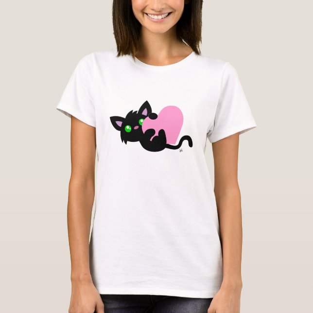 Valentindagen Black Kattunge White Shirt T (Framsida)
