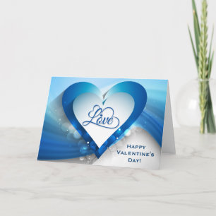 Valentindagen Blue Heart Wave - Anpassa Helgkort