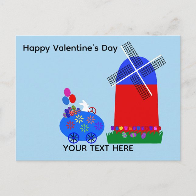 Valentindagen Bunny Egg-bil #4 vykort (Framsida)