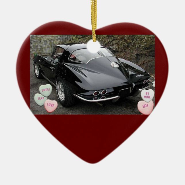 Valentindagen Corvette Julgransprydnad Keramik (Framsidan)