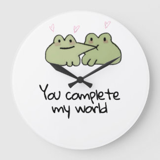 Valentindagen Cute Frog Kärlek par Wall Clock Stor Klocka