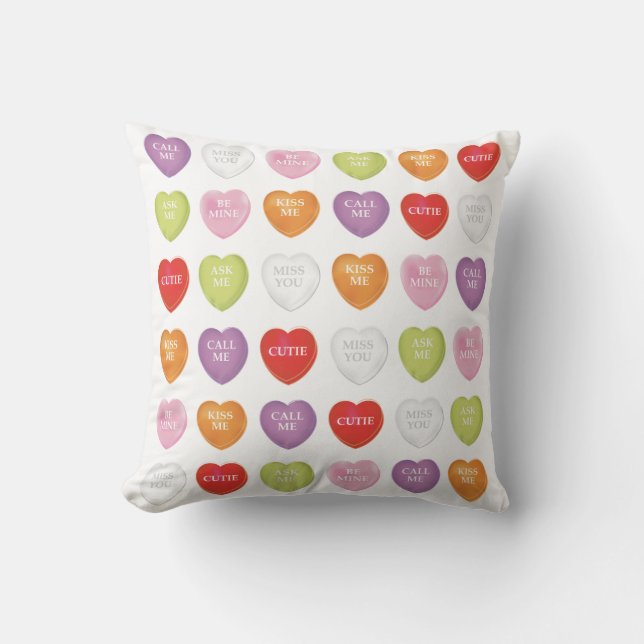 Valentindagen Cute Heart Candy Ord Kudde (Framsida)