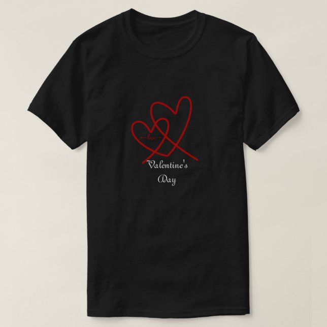 Valentindagen Cute Heart Par T Shirt (Design framsida)