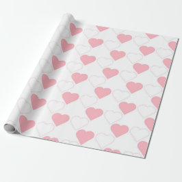 Valentindagen Cute Rosa Heart White Presentpapper