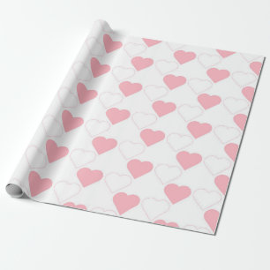 Valentindagen Cute Rosa Heart White Presentpapper