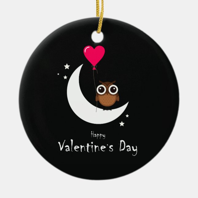 Valentindagen Cute Uggla Dubbla Sided Ornament (Framsidan)