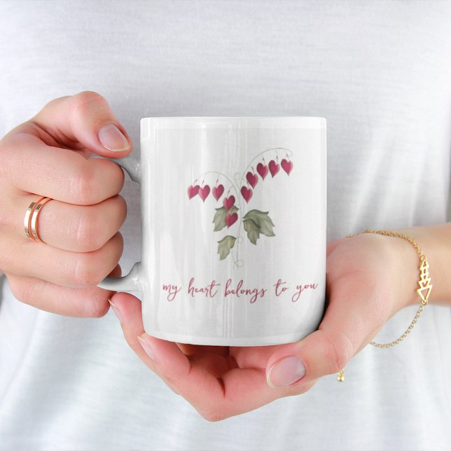 Valentindagen Cute Whimsical Bleeding Hearts Kaffemugg (Skapare uppladdad)