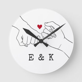 Valentindagen Gift Pinky Promise Couple Gift Rund Klocka