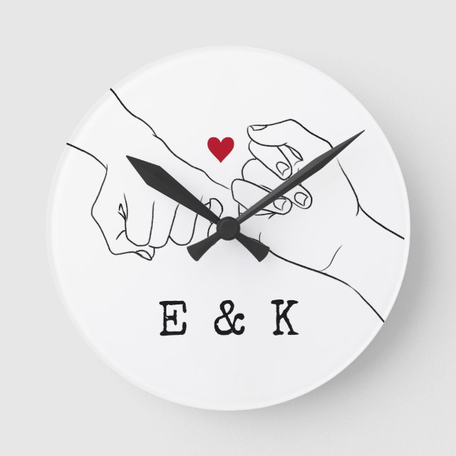 Valentindagen Gift Pinky Promise Couple Gift Rund Klocka (Framsida)