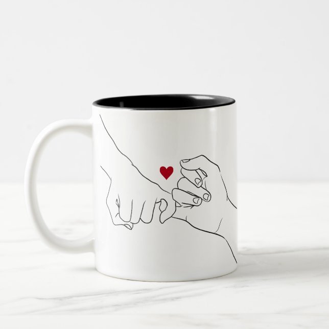 Valentindagen Gift Pinky Promise Couple Gift Två-Tonad Mugg (Vänster)