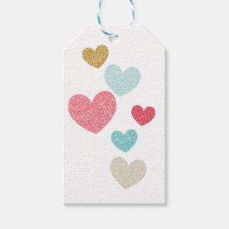 Valentindagen Glitter Hearts Gift Märkre Presentetikett