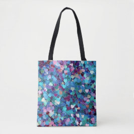 Valentindagen glitter hjärtkollage Tote Bag Tygkasse