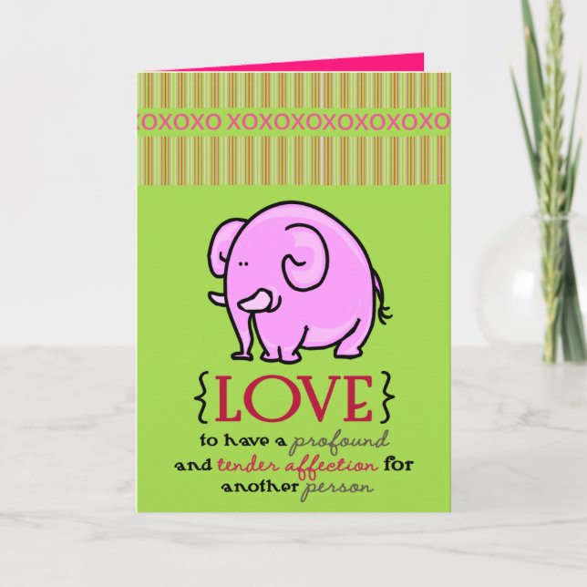Valentindagen Greeting Card Rosa Elephant Helgkort (Framsida)