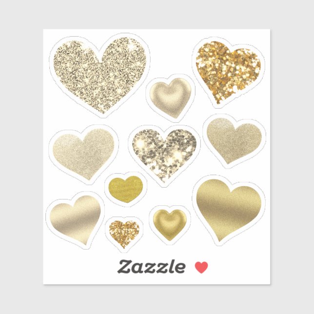 Valentindagen Guld Heart Glitter Glam Klistermärken (Ark)