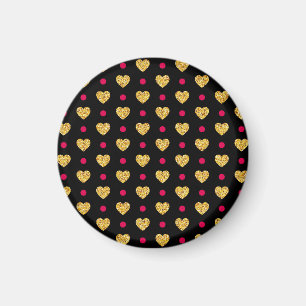 Valentindagen Guld Hearts Mönster Magnet