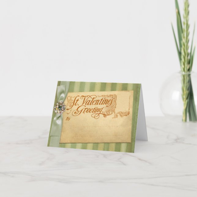 Valentindagen Hälsning Antique-Vintagen Helgkort (Framsida)