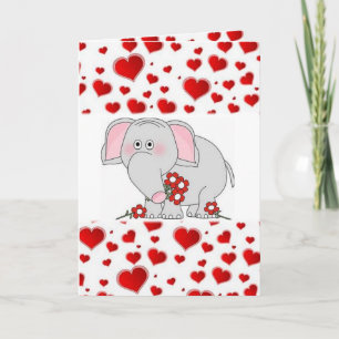 Valentindagen hälsningskort Elephant Helgkort
