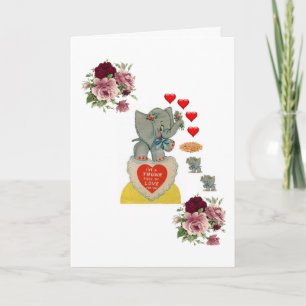 Valentindagen hälsningskort Elephant Helgkort