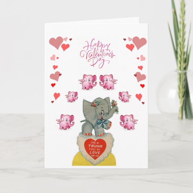 Valentindagen hälsningskort Elephant Helgkort (Framsida)