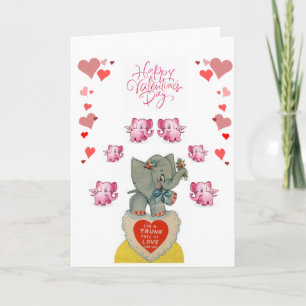 Valentindagen hälsningskort Elephant Helgkort