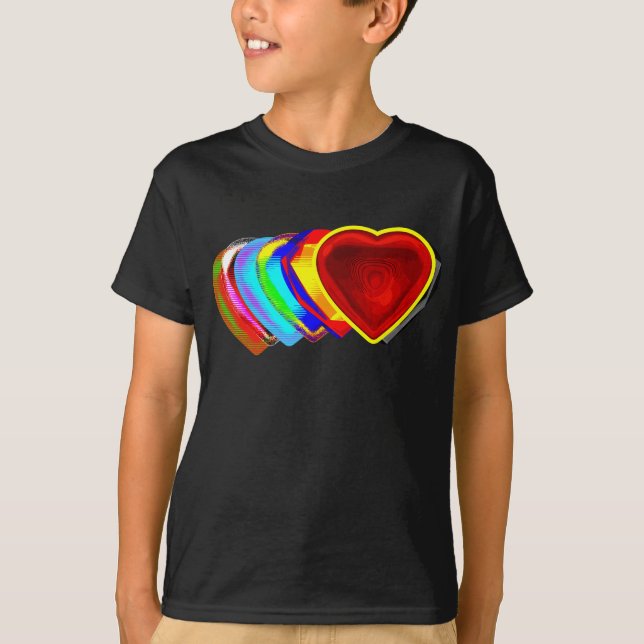 Valentindagen Heart Abstrakt Art T Shirt (Framsida)