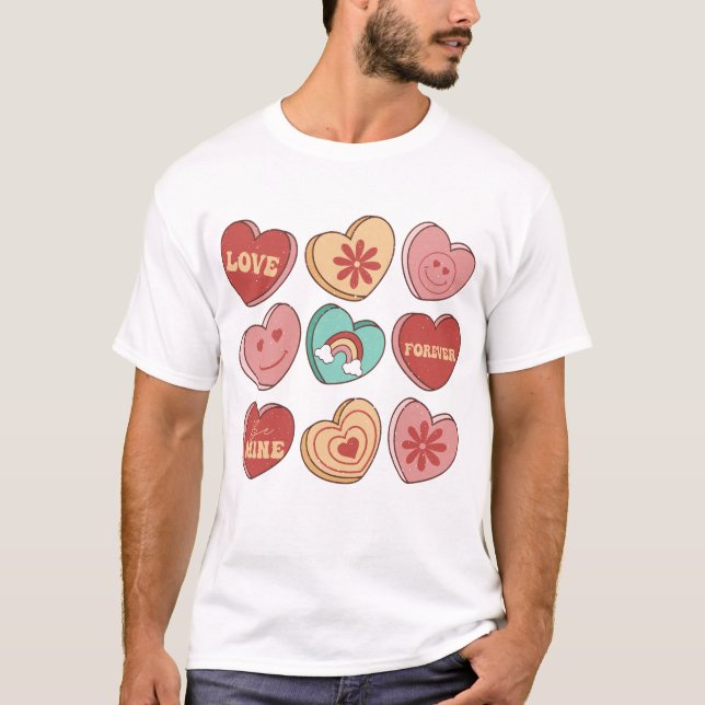 Valentindagen Heart Candies T Shirt (Framsida)