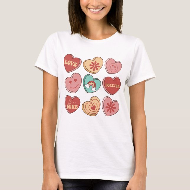Valentindagen Heart Candies T Shirt (Framsida)