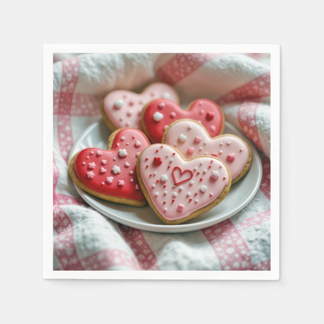Valentindagen Heart Cookies Pappersservett (Framsidan)