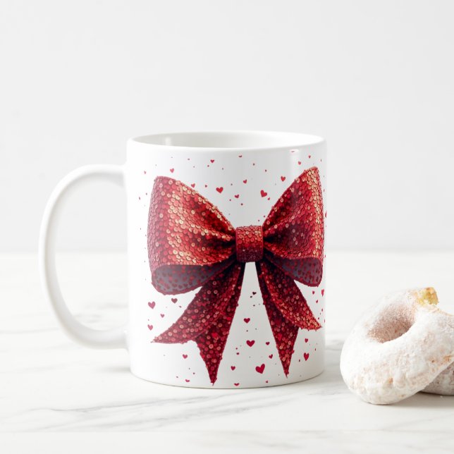 Valentindagen Heart Coquette Bow Kaffemugg (Med munk)
