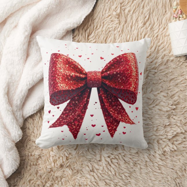 Valentindagen Heart Coquette Bow Kudde (Filt)