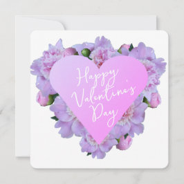 Valentindagen Heart Flowers Lila Rosa Elegant Julkort