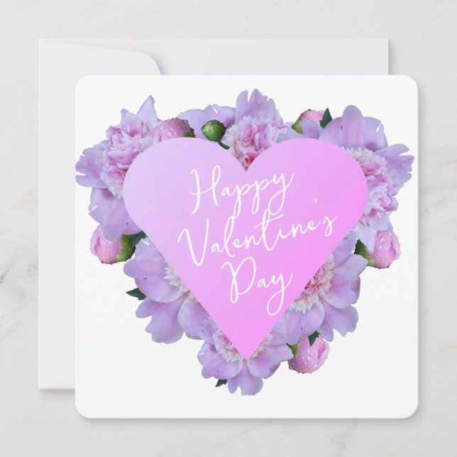 Valentindagen Heart Flowers Lila Rosa Elegant Julkort (Framsida)