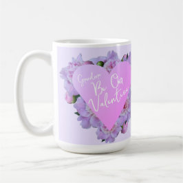 Valentindagen Heart Flowers Lila Rosa Elegant Kaffemugg