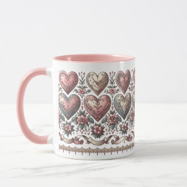 Valentindagen Heart i Victorian Stil Mugg (Vänster)