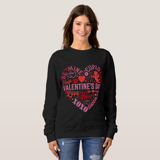 Valentindagen Heart Ord T Shirt (Hel framsida)