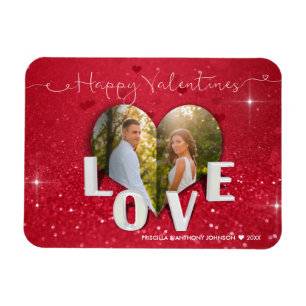 Valentindagen Heart Photo Glitter - Photo Magnet