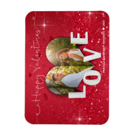 Valentindagen Heart Photo Glitter - Photo Magnet