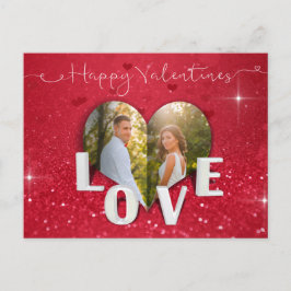 Valentindagen Heart Photo Red Glitter - vykort