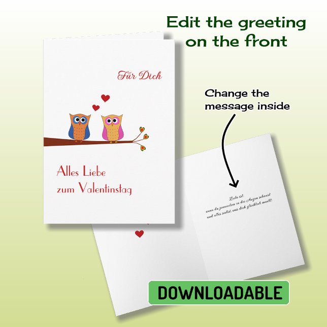 Valentindagen-Helgdag, raring, söt uggla Helgkort (Skapare uppladdad)