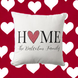 Valentindagen Home Red Polka Dot Family Namn Kudde