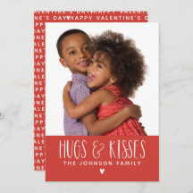 Valentindagen Hugs Kisses Photo Helgdag Card