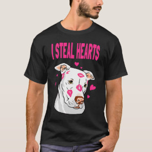 Valentindagen Hundar Hearts Kiss Läppar Bull Terri T Shirt