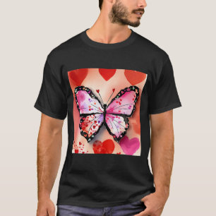 Valentindagen Kärlek Heart Butterfly Girlkompis Fi T Shirt