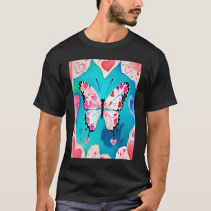 Valentindagen Kärlek Heart Butterfly Girlkompis Fi T Shirt