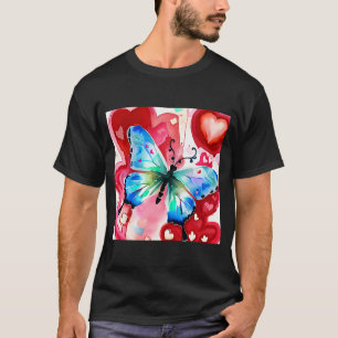 Valentindagen Kärlek Heart Butterfly Girlkompis Fi T Shirt