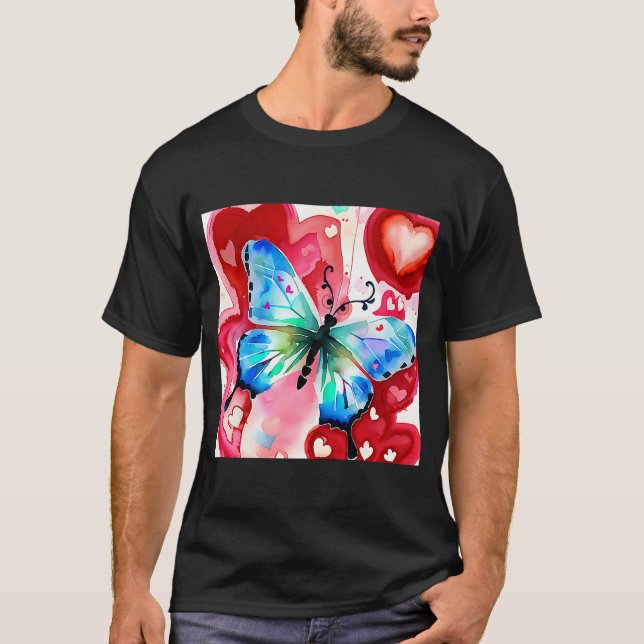 Valentindagen Kärlek Heart Butterfly Girlkompis Fi T Shirt (Framsida)