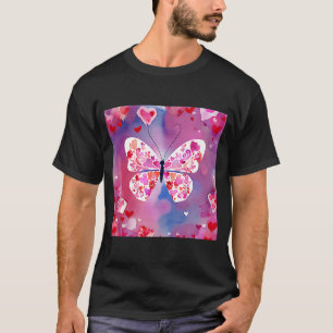 Valentindagen Kärlek Heart Butterfly Girlkompis Fi T Shirt